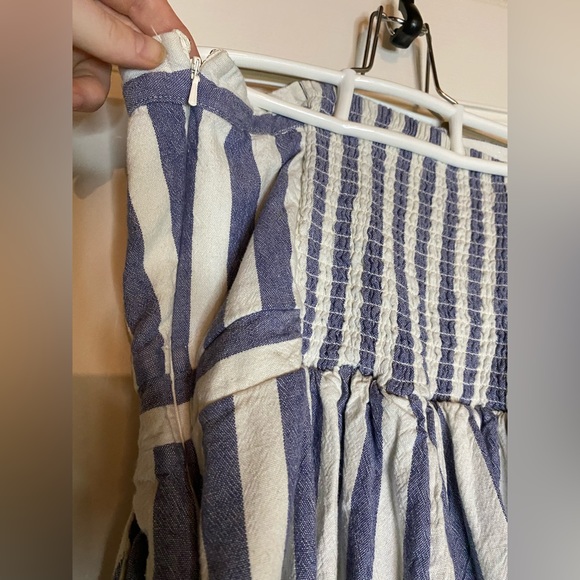 American Eagle Strapless Jumpsuit Blue White Striped Seersucker Tube Top Romper - Picture 5 of 14